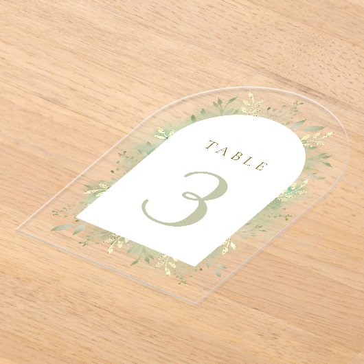 groen waterverf gebladerte tabel nummer acryl uitnodigingen (Laagn)