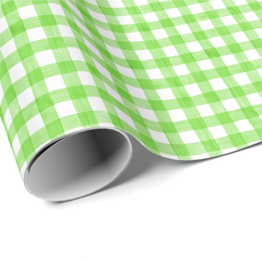 Groen Waterverf gingham-pakpapier Cadeaupapier (Rol Hoek)