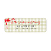Groen Waterverf Gingham Retouradres Etiket (Voorkant)