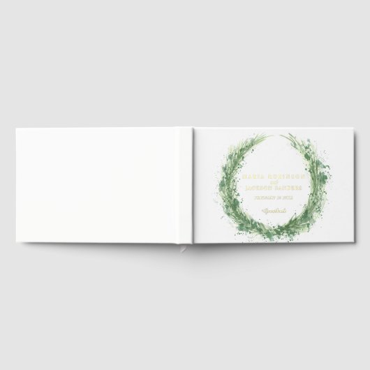 Groen waterverf gras trouwwijze groen gastenboek (Volledig)