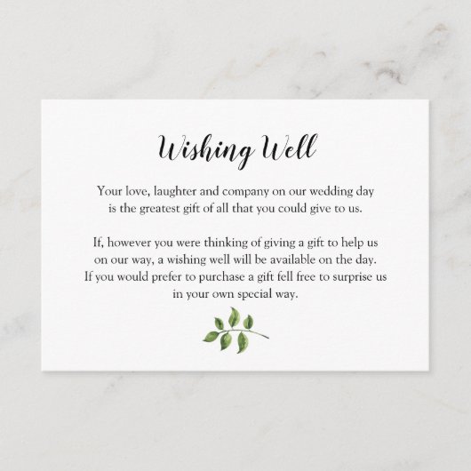 Groen Waterverf Groene Bladeren Wensput Informatiekaartje (Voorkant)