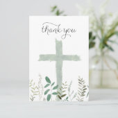 groen waterverf Heilig Kruis Bedankkaart (Staand voorkant)
