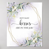 Groen Waterverf Hoeveel Kusjes Bord Poster (Voorkant)