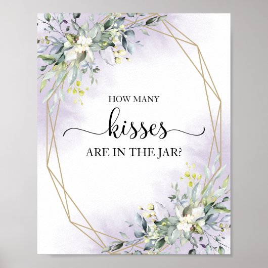 Groen Waterverf Hoeveel Kusjes Bord Poster (Voorkant)