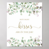 Groen Waterverf Hoeveel Kusjes Bord Poster (Voorkant)