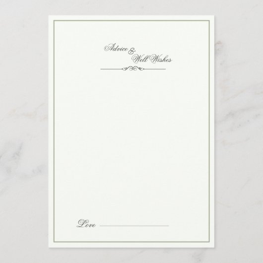 Groen Waterverf-huwelijksadvies en -wensen Advieskaart (Achterkant)