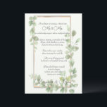 Groen Waterverf-huwelijksadvies en -wensen Advieskaart<br><div class="desc">trouwkaarten voor je gasten om hun raad en welwillendheid toe te voegen.  waterverf Eucalyptusbladeren op een gouden lijst. Wat een leuke manier om je speciale dag te onthouden.</div>