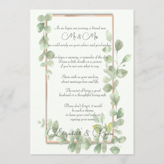 Groen Waterverf-huwelijksadvies en -wensen Advieskaart (Voorkant)