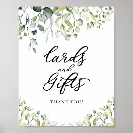 Groen Waterverf Kaarten En Cadeaus Uithangbord  Poster (Voorkant)