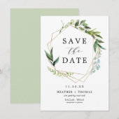 Groen Waterverf laat rustiek Save The Date (Voorkant / Achterkant)