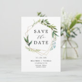 Groen Waterverf laat rustiek Save The Date (Staand voorkant)