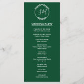 groen Waterverf loof bruiloft bruiloft ceremonie Programmakaart (Achterkant)