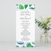 groen Waterverf loof bruiloft bruiloft ceremonie Programmakaart (Staand voorkant)