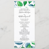 groen Waterverf loof bruiloft bruiloft ceremonie Programmakaart (Voorkant)