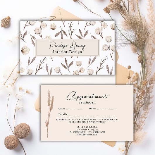 Groen Waterverf Modern Roze Afspraakkaart Visitekaartje