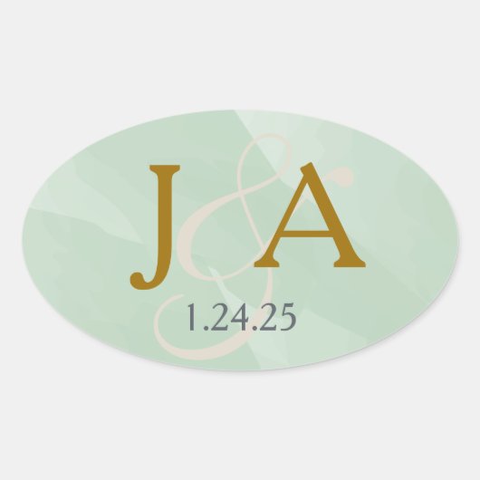 Groen Waterverf Monogram Etiket (Voorkant)