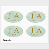 Groen Waterverf Monogram Etiket (Vel)