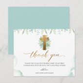 Groen Waterverf Religieus Evenement Dank u Bedankkaart (Voorkant / Achterkant)