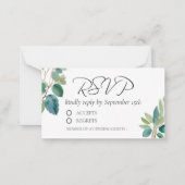 Groen Waterverf RSVP monogram Notitiekaartje (Voorkant)