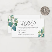 Groen Waterverf RSVP monogram Notitiekaartje (Voorkant / Achterkant in situ)
