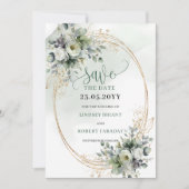 Groen Waterverf Saliegroen Save The Date (Voorkant)