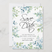 Groen Waterverf Save the Date Sjabloon Kaart (Voorkant)