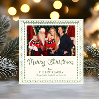 Groen Waterverf Scallop Patroon Kerstmis Feestdagenkaart