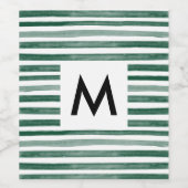 Groen Waterverf Streep Monogram Wijn Etiket (Enkel label)