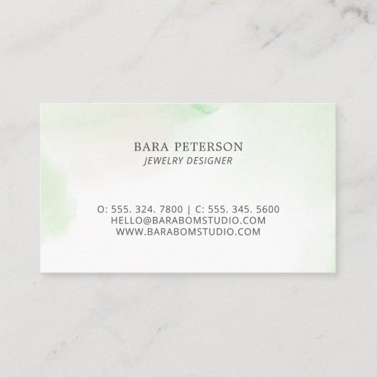 Groen Waterverf Wassen minimaal Logo Visitekaartje (Achterkant)