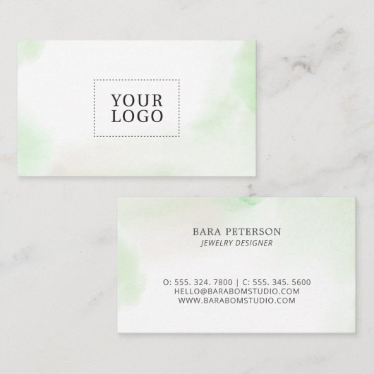 Groen Waterverf Wassen minimaal Logo Visitekaartje (Voorkant / Achterkant)