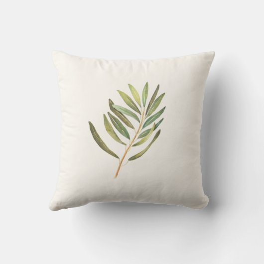 Groen Waterverfblad Kussen (Achterkant)