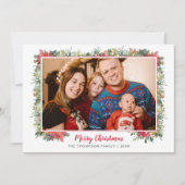 Groen waterverfschrift foto collage Kerstmis Feestdagenkaart (Voorkant)