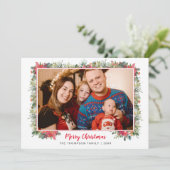 Groen waterverfschrift foto collage Kerstmis Feestdagenkaart (Staand voorkant)