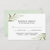 Groen waterverven groen gouden bladeren RSVP Informatiekaartje (Voorkant / Achterkant)