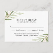 Groen waterverven groen gouden bladeren RSVP Informatiekaartje (Voorkant)