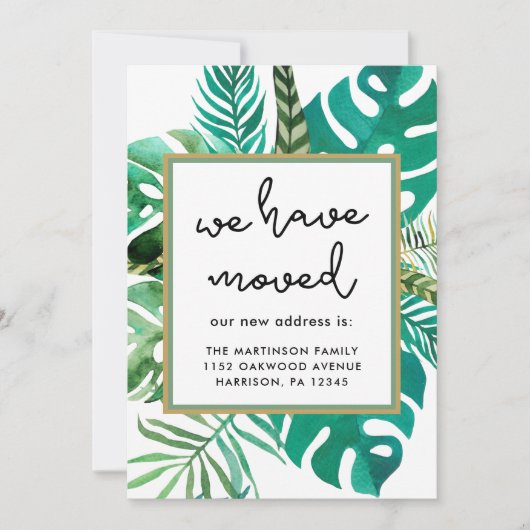 Groen We hebben verplaatst Bewegende Aankondiging  (Voorkant)