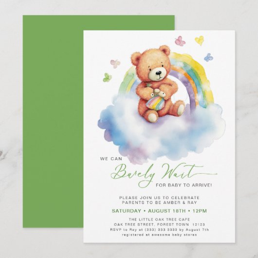 Groen We kunnen bijna wachten schattig jongen Baby Kaart (Voorkant / Achterkant)