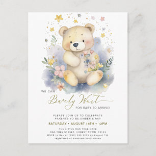 Groen We kunnen bijna wachten schattig meisje Baby Uitnodiging Briefkaart
