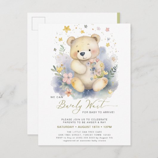 Groen We kunnen bijna wachten schattig meisje Baby Uitnodiging Briefkaart (Voorkant / Achterkant)