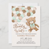 Groen we kunnen wachten tot Teddy Bear Baby shower Kaart (Voorkant)