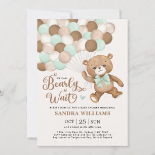 Groen we kunnen wachten tot Teddy Bear Baby shower Kaart