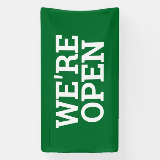 Groen we zijn open sjabloon business banner teken (Verticaal)
