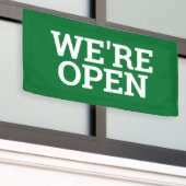 Groen we zijn open sjabloon business banner teken (Buitenkant Gebouw)
