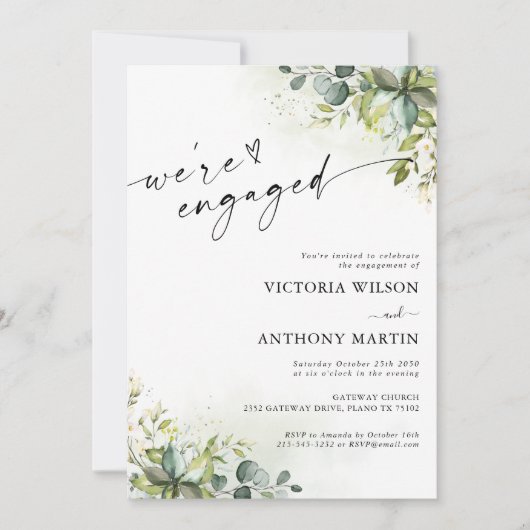 Groen We zijn verloofd Uitnodiging (Voorkant)