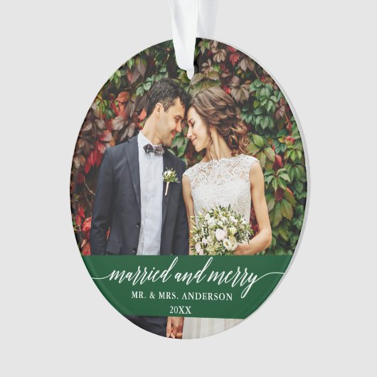 Groen weddenschap en bruinbruidjes ornament (voorkant)