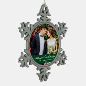 Groen weddenschap en bruinbruidjes tin sneeuwvlok ornament (Links)