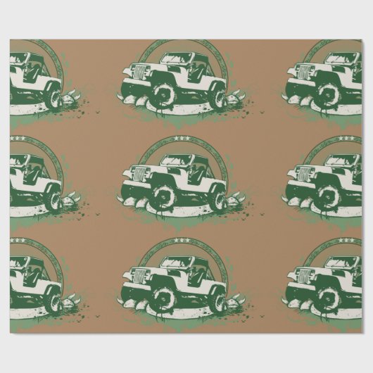 Groen wegvoertuig cadeaupapier (Vlak)