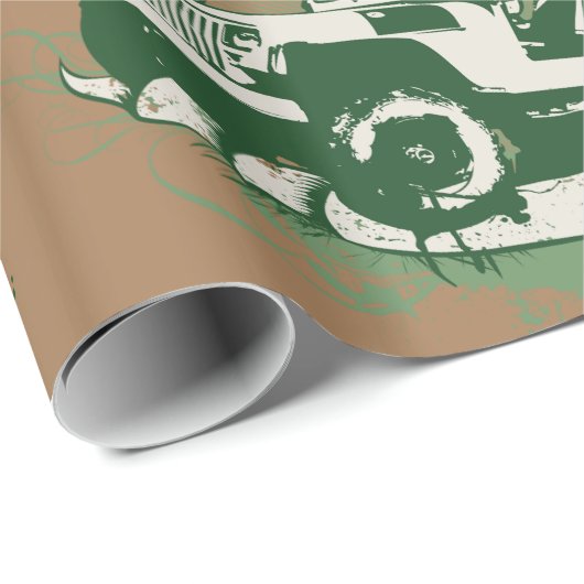 Groen wegvoertuig cadeaupapier (Rol Hoek)