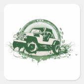 Groen wegvoertuig vierkante sticker (Voorkant)