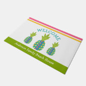 Groen Welkom 3 Tropische Ananas Beach House Deurmat (Schuin)